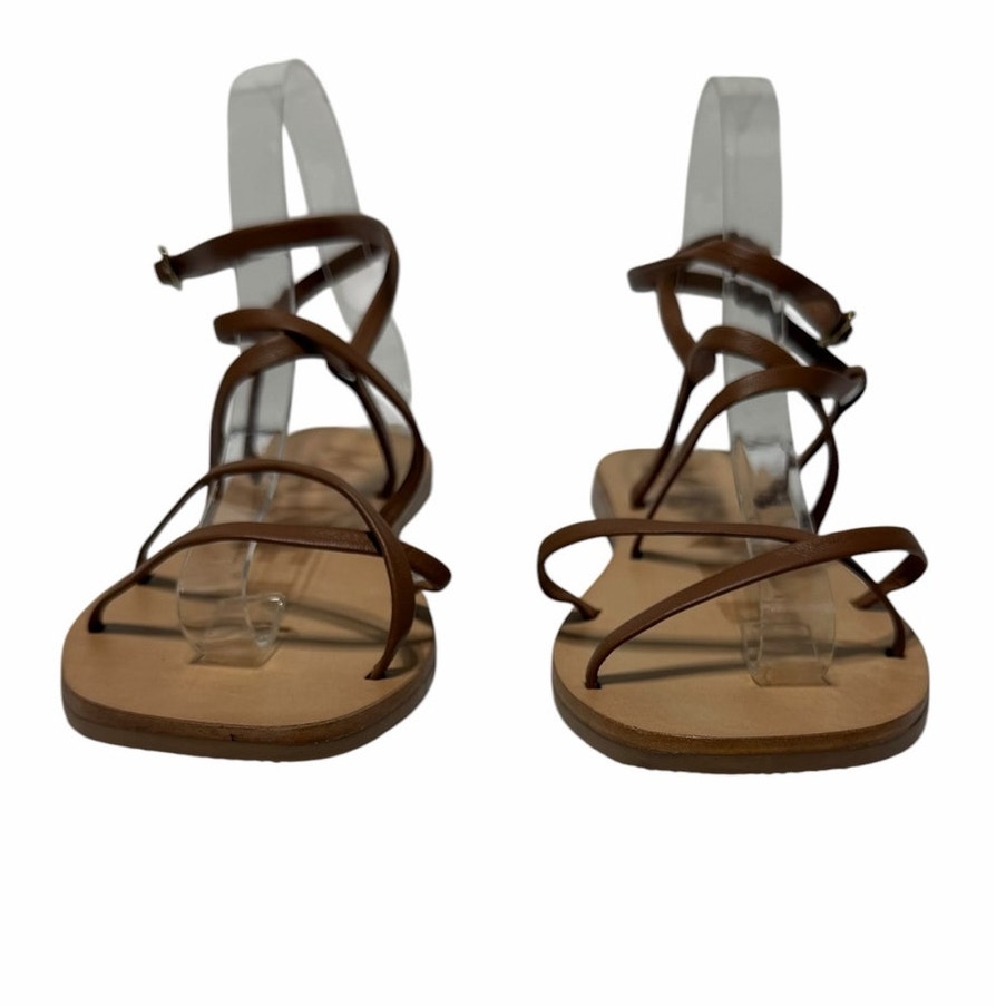 Maneb Sandals Smooth Brown Leather Ankle Strap Buckle 38 Us 7.5 — image 2 of 8